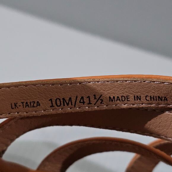Lucky Brand Taiza Platform Sandal Womens 10 Orange Leather Cork Block Heel NEW - Picture 11 of 12